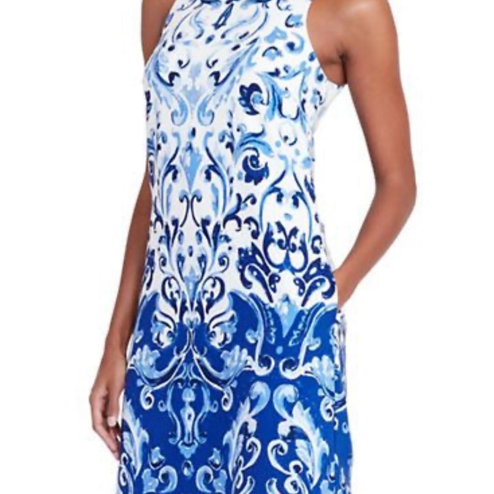 Blue and White Patterned Dress